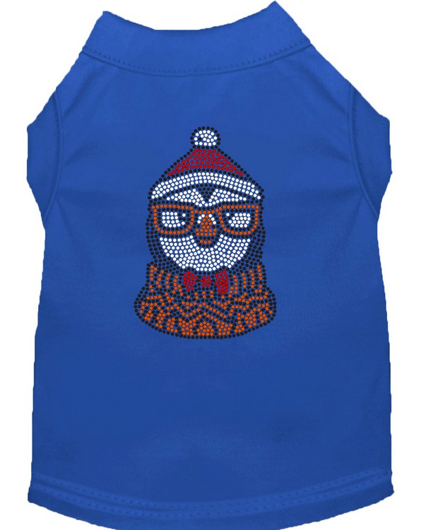 Hipster Penguin Rhinestone Dog Shirt Blue XS